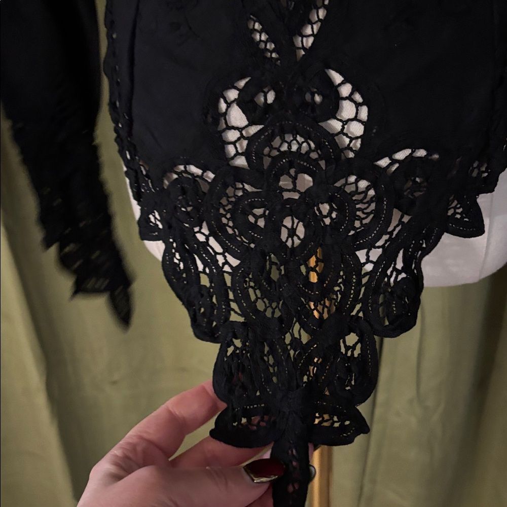 Casadei denim / Black Lace Detail jacket, US6 - Picture 6 of 10